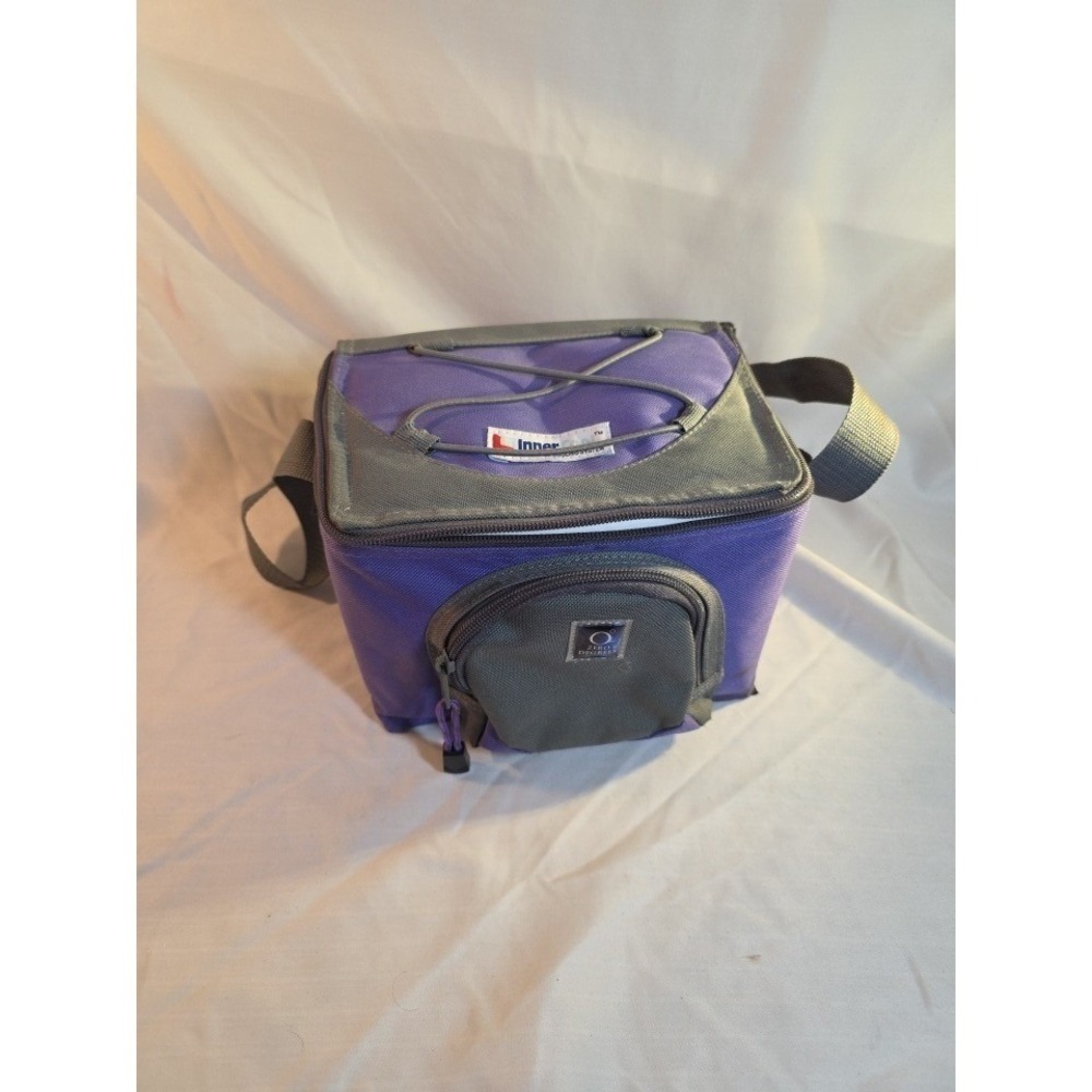 Inner Zero Degrees Insulated Cooler Bag Purple Grey Soft Sided Lunch Travel Tote